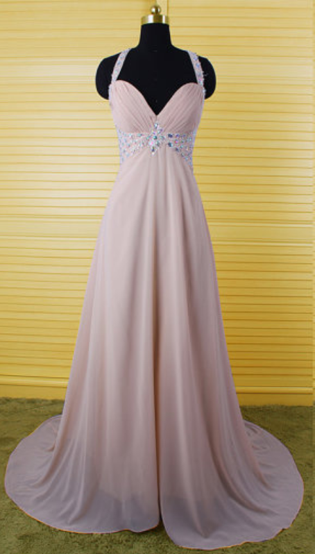 Beautiful A line V Neckline White Chiffon Long Sleeves Party Dresses Prom Dress main image 1