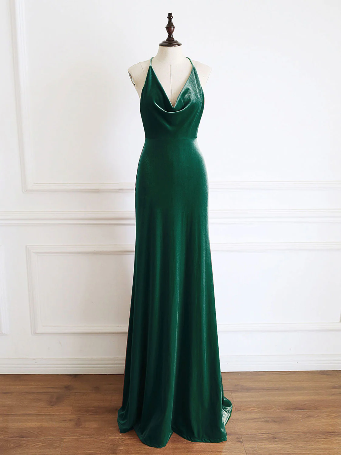 Green Mermaid Velvet Long Prom Dress, Green Formal Evening Dresses on ...