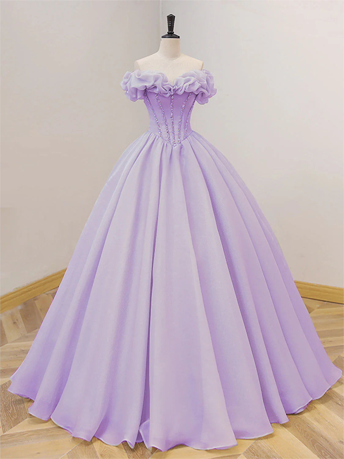 Simple Purple A-line Off Shoulder Maxi Long Evening Prom Dresses Y5096 main image 0